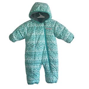 Columbia Snowsuit Baby Bunting Fleece Lined Hooded Blue Infant Girls 3-6M